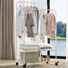 Metal Clothes Double Rail Rolling Garment Heavy Duty Hanging Rack Shelf Display