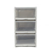3pc Plastic Shoe Storage Boxes Drawer Stackable Foldable Organiser Clear Gray