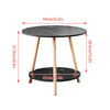 2 tier Small Side Sofa Table with Storage Shelf for Living Room Marble Effect BN