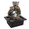 Crystal Ball Owl Indoor Fountain Garden Water Feature LED Lights Statue Ornament