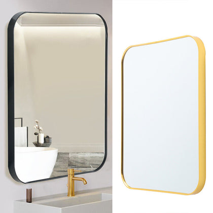 Black/Gold Rectangle Metal Frame Home Bathroom Glass Wall Mounted Vanity Mirror