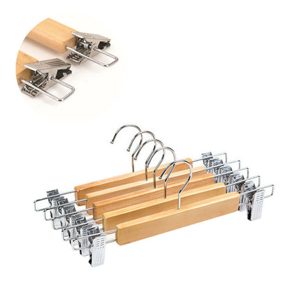 5/10/15PCS Wooden Trouser, Skirt Hangers With Clips, Coat Clothes Hangers UK