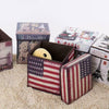 Home Modern Folding Storage Box Pouffe Seat Foot Stool Cube Ottoman Toy With Lid