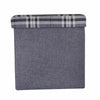 Folding Storage Ottoman Linen Look Plaid Check Fabric Stool Footstool Toy Box