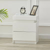 Modern Nightstand Bedside Table W/ 2 Drawer LED Light High Gloss White Black NEW