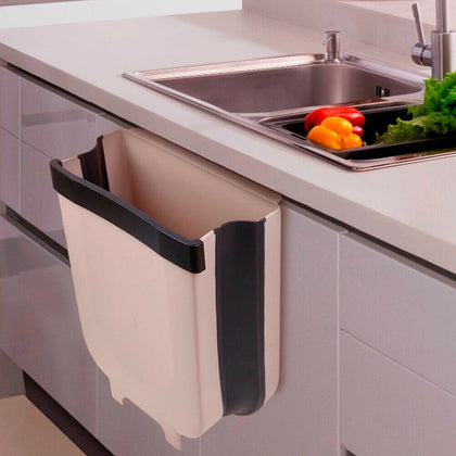 9L Wall Mount Folding Waste Bin Kitchen Cabinet Door Cupboard Hanging Trash Can