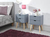 DARK GREY 2X BEDSIDE TABLE CHEST OF DRAWERS CABINET NIGHTSTAND BEDROOM FURNITURE