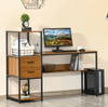 Rustic Computer Desk Metal Large Workstation Writing Table Office Shelf Storage