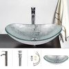 Countertop Basin Set Tempered Glass Wash Bowl Waste Tap Under Sink Unit Cabinet