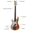 Basswood Electric GP Bass Guitar with Bag Pick Wire Tools Left-Hand