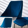 Set of 2 Blue Velvet Dining Chairs Kitchen Dinning Room Metal Leg Padded Modern