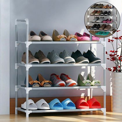 4 Tier Extendable Shoe Rack 25 Pairs Space Saving Storage Organiser Shelf
