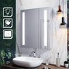 LED Bathroom Mirror Cabinet With Shaver Socket Storage Infrared Sensor 600x700mm