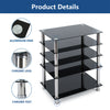 HiFi Stand Glass Cabinet Rack AV Shelf 5-Tiers Audio Entertainment Media