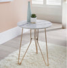 Patina Marble Top Side Table with Gold Metal Legs Vintage Lounge Living Room