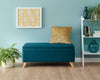 OTTOMAN STORAGE UNIT BLANKET BOX HOPSACK FABRIC BENCH STOOL TEAL