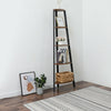 5 TIER CORNER WOODEN FREESTANDING LADDER SHELF UNIT HOME DISPLAY BOOKCASE OFFICE