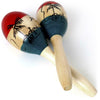 Pair Large Adult Wood Maracas Colourful Wooden Tropical Party Percussion Shakers