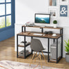 Brown Computer Desk with Hutch and Functional Shelves Study Table Writing Desk