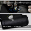 DIY Car Steering Wheel Cover With Needles Thread Black/Red Genuine Leather Sport