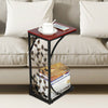 UK 2pcs C Shaped Sofa Side Table End Table Coffee Table Living Room Leaf Pattern