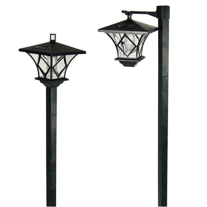 2 x 1.5m Solar Power Outdoor Black Security LED Lamp Post | Garden Path Driveway