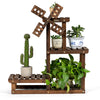 Wooden Plant Flower Display Stand 4-Tier Flower Rack 5 Pots Storage Shelf