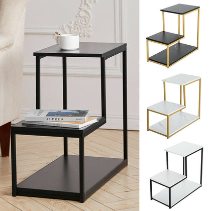 3 Tiers Sofa End Side Coffee Table Bedside Table Night Stand Lamp Marble Effect