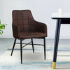 2* Brown/Grey Faux Leather/PU Dining Chairs Armchairs Padded Office Dining Room