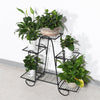 Portable Black Metal Plant Stand 3-Tier 6 Pots Flower Shelf Garden Backyard Deco