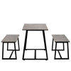 4-Seater Dining Table Set with 2 Benches Breakfast Kitchen Furniture Steel Frame