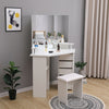 Modern White Corner Dressing Table Makeup Desk w/ Mirrors & Adjustable 5 Drawers