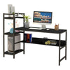 Large Computer Desk PC Table Laptop Bookshelf Corner Writing Office Shelf Unit
