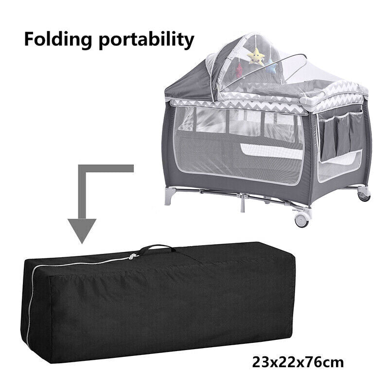 Foldable Baby Travel Cot Crib Bed With Infant Changing Table Playpen B ...