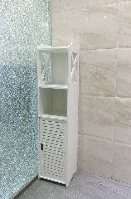 Modern White Wood Bathroom Storage Cabinet Drawer Cupboard Free Standing Unit UK
