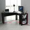 Black L-Shaped Computer Desk Corner PC Table w/ Shelves Workstation Home Office