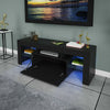 Modern TV Unit Cabinet Stand High Gloss Doors & Drawers LED Lights Display Black