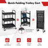 3-Tier Folding Storage Trolley Heavy Duty Tool Cart Rolling Storage Organizer