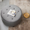 Round Storage Ottoman Coffee Table Side Table Tufted Velvet Padded Stool Box