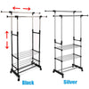 Adjustable Rolling Garment Hanger Scalable Portable Rail Clothes Rack w/ Wheels