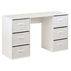 White Childrens Desk & 6 Drawers Kids PC/Laptop Homework Bedroom Table