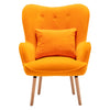 Upholstered Velvet Armchair Button Back Padded Chair with Footstool Lounge Sofa