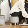 Small Footstool Linen Removable Cover Stool Ottoman Round Pouffe Seat Wooden Leg