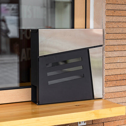 Outdoor Wall Mounted Mailbox Lockable Metal Mail Letter Post Secure Box Postbox