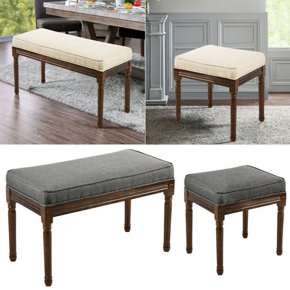 Bed End Side Chaise Lounge Window Hallway Fabric Padded Seat Bench Wooden Leg uk