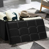 LARGE FAUX LEATHER FOLDING OTTOMAN POUFFE FOOT STOOL STORAGE BOX BLACK DOUBLE