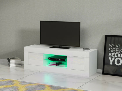 Modern White TV Unit TV Cabinet Stand Sideboard High Gloss Doors RGB LED Lights