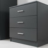 Rio Costa 3 Drawer Bedroom Cabinet Bedside Chest Of Drawers Dark Grey