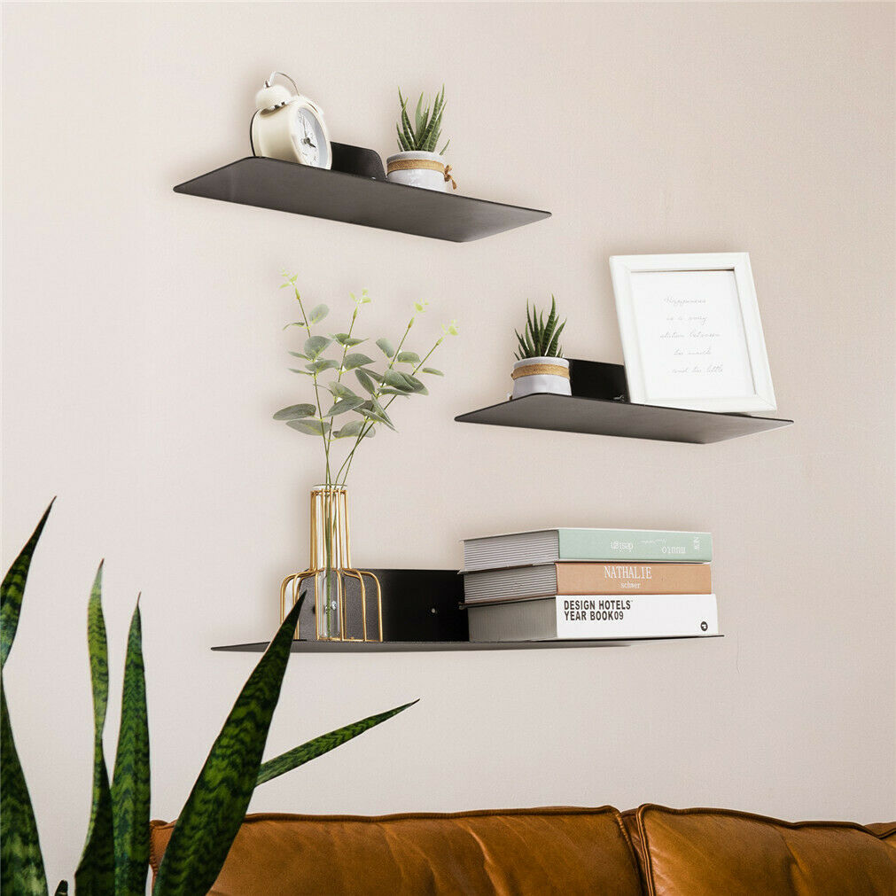 Pack of 3 Metal Floating Wall Shelves Storage for Restaurant Bar Cafe ...