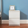 2 Drawer Wooden Bedside Table Matt White Frame Bedroom Storage Nightstand UK